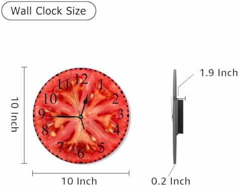 Tomato Wall Clock 10 Inch Battery Operated Tomato Slice Fresh Fruit Vegetable - Image 2