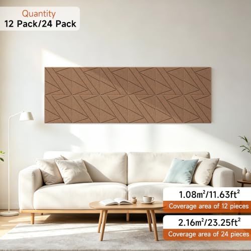 TO-TH Acoustic Panels Peel and Stick Sound Proof Panel 12 Pack, Dark Brown - Image 5