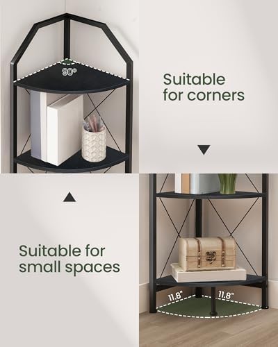 CHOEZON 5-Tier Corner Shelf, Industrial Corner Bookshelf, 59.4" Corner Storage - Image 3