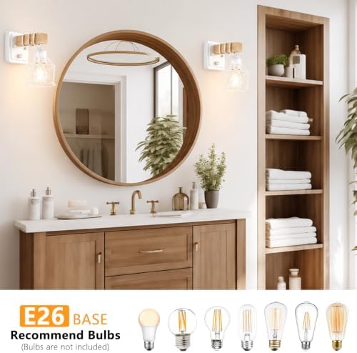 FadimiKoo Wall Sconces Set of Two, Farmhouse Hardwired White Wall Lamps - Image 5