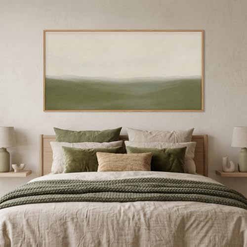 Aryroi Sage Green Abstract Landscape Framed Canvas Wall Art Set, Watercolor - Image 5