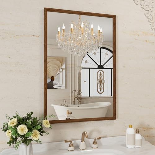 WEER Walnut Bathroom Vanity Mirror 24X36 Inch by WEER
