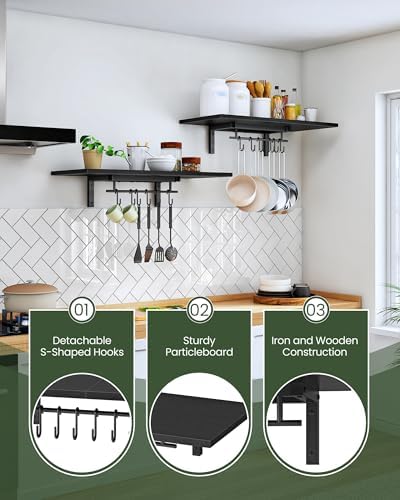 CHOEZON Wall-Mounted Pot Racks, Floating Shelves, Wall Shelves, Vintage Pot - Image 7