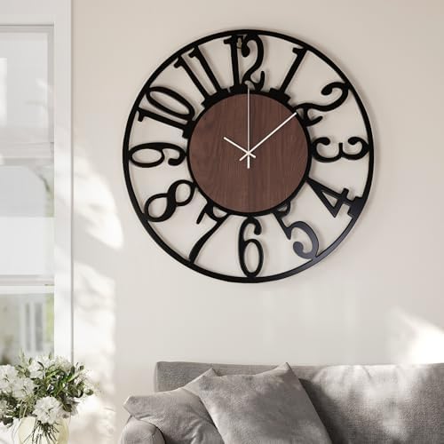 Cuspin 30 Inch Large Wall Clock Black Metal Frame - Image 3