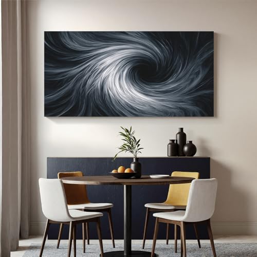 YISXINOAG Black White Abstract Wall Art Modern Spiral Painting 24"X48" - Image 6