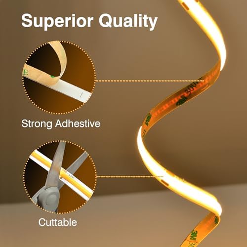 Pandery COB LED Strip Lights Warm White, 24V Dimmable led Light Strip KIT - Image 5