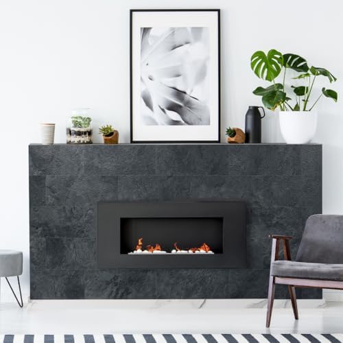 AULIGET 6" x 12" Black Slate Peel and Stick Backsplash Wall Tiles, PVC Faux - Image 5