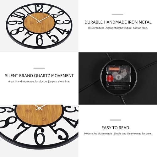 Maxstar Large Round Wall Clock for Living Room Decor Battery Operated Non - Image 4