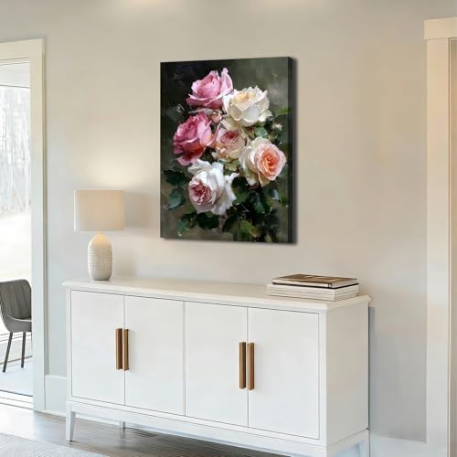 ZERILYN Ship Next Day Romantic Pink Peony Flower Canvas Art Farmhouse Wall - Image 3