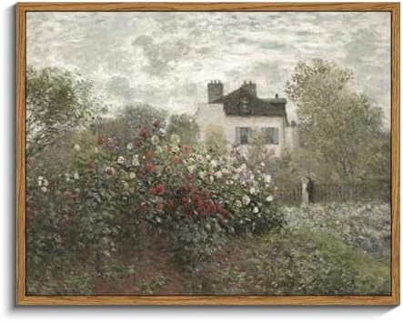 InSimSea Framed Canvas Wall Art Vintage Decor, Garden Full of Flowers Oil by InSimSeaArt