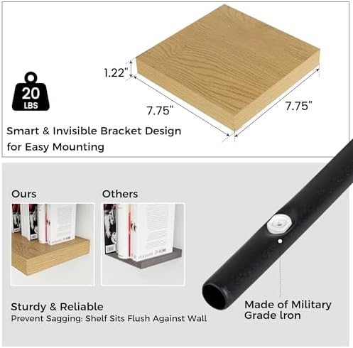 Venusmiles 8"x8" Square Floating Shelves - Image 3