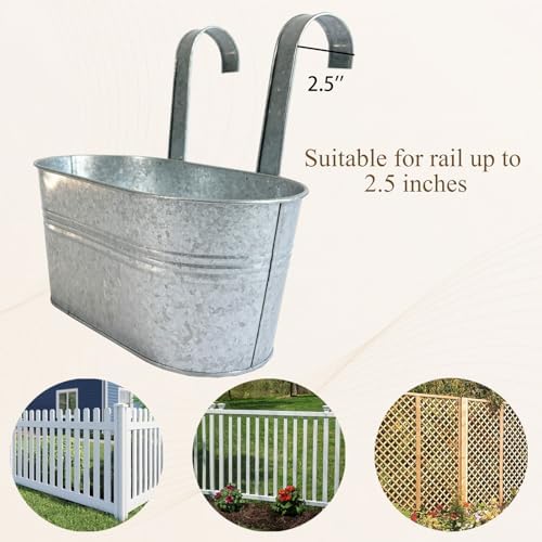 4 Pack 10" Galvanized Hanging Railing Planters - Image 6