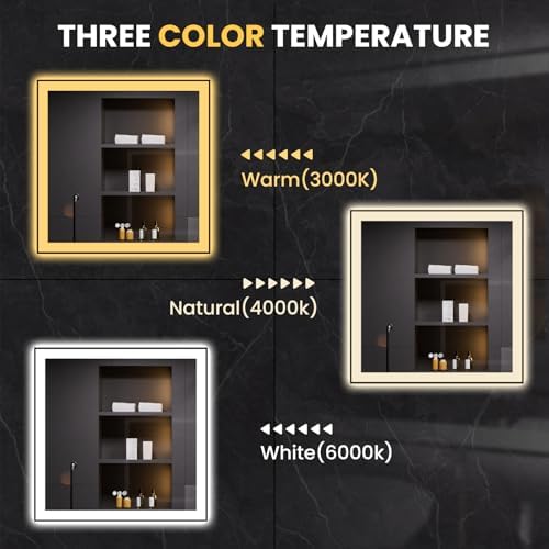 LOAAO 32"X32" LED Bathroom Mirror Black Framed - Image 6