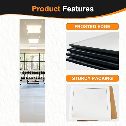 Delma Frameless Mirror Tiles 18"x18"x4 Pcs Wall Mounted - Image 7