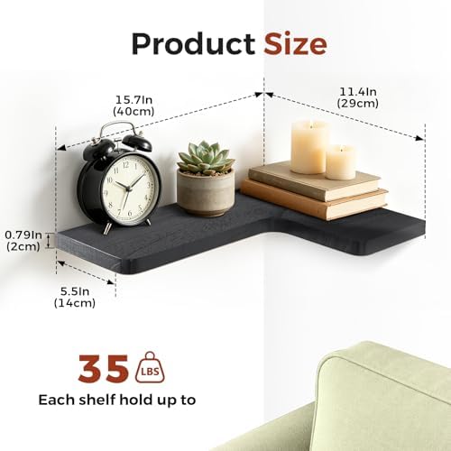 Solid Wood Corner Floating Shelves - Image 3