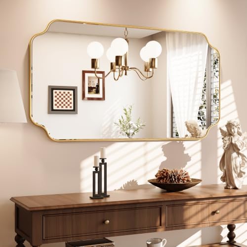 Kelly Miller 28"x50" Gold Foil Scalloped Decorative Wall Mirror by KellyMiller
