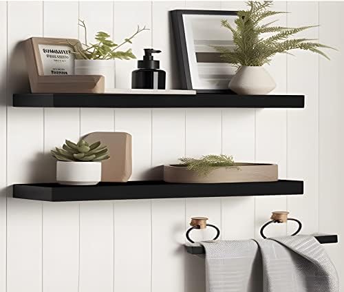 24 Inch Black Wood Floating Shelves - Image 6