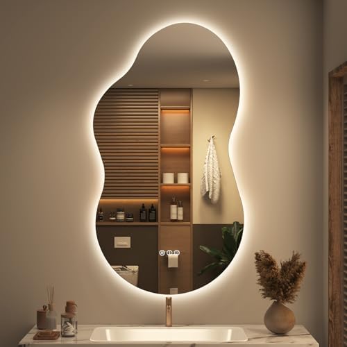 SMIROR 20x36 Irregular Backlit Led Lighted Bathroom Vanity Mirror by SMIROR