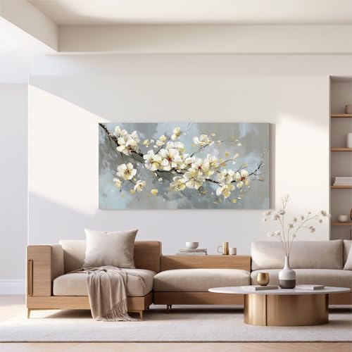YISXINOAG Beige Flower Floral Wall Art Modern Painting Canvas Print 20"X40" - Image 6
