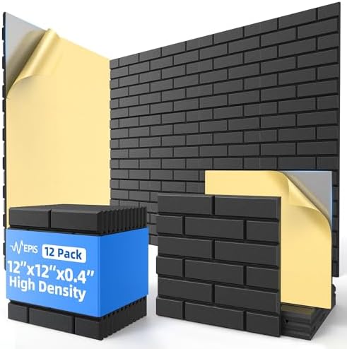 12 Pack Acoustic Panels with Self Adhesive Sound Proof Foam Panels by NEPIS