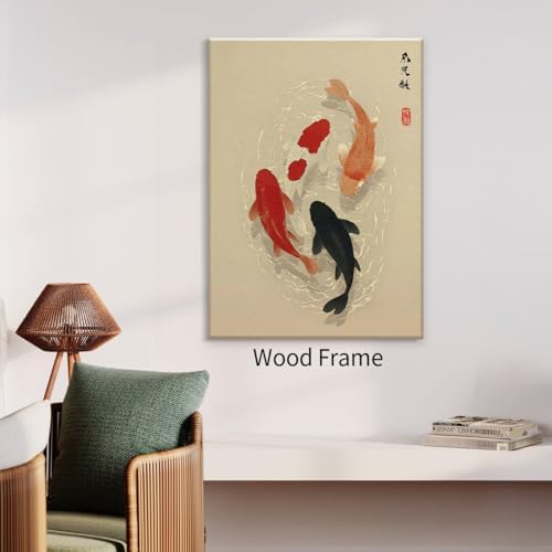 Japanese Koi Fish Framed Poster Minimalist Asian Wall Art 12x16 inch Vintage - Image 6