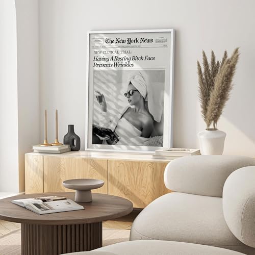 Funky Girl Preppy Aesthetic Posters Black And White Newspaper Wall Art 20x30in - Image 5