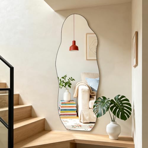 Full Length Wall Mirror, Wavy Irregular Shape, 63x24 Inch, - Image 7