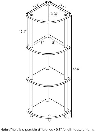 Furinno TURN-N-TUBE Corner Shelf, 4-Tier Corner Bookshelf, Display Storage - Image 3