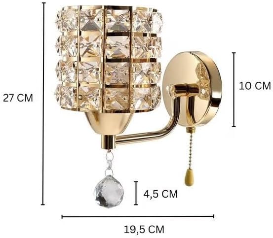 Modern Luxury Gold Crystal Wall Sconces Set of 2, Hardwired Lights Standard E26 - Image 2