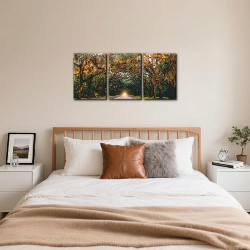 Pacimo 3 Pieces Autumn Landscape Wall Art Decor Fall Orange Hanging Tree Canopy - Image 2