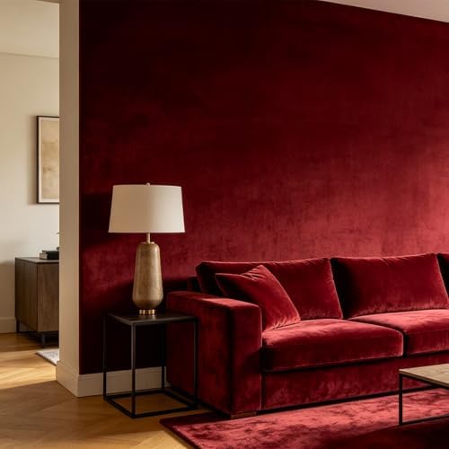 Maroon Velvet Fabric Wallpaper Peel and Stick Red Self Adhesive Felt Drawer - Image 3
