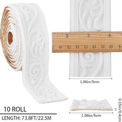 CRASPIRE 10 Rolls 73.8Ft Long White Molding Wall Trim Vintage Crown Wallpaper - Image 2