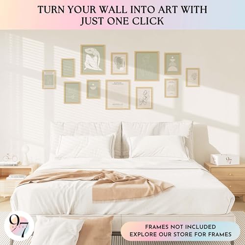 97 Decor Sage Green Wall Art, 12 Boho Abstract Prints, 8x10 Unframed - Image 3