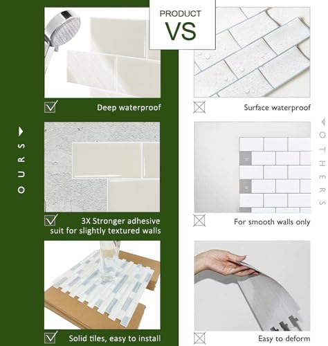 STICKGOO 10-Sheet Subway Tile Peel and Stick Backsplash, Self Adhesive Vinyl - Image 6