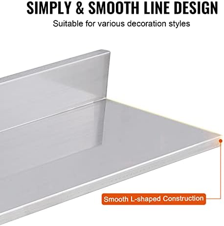 VEVOR 8.6" x 30" -2 Pack Stainless Steel Shelf, Wall Mounted Floating Shelving - Image 6