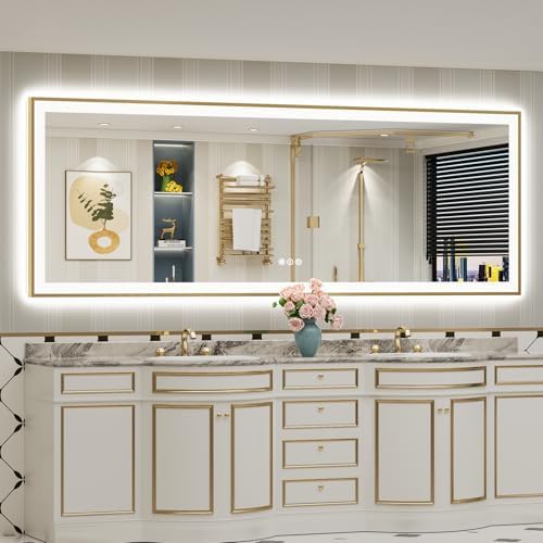 96x36 Gold LED Bathroom Mirror by Awandee