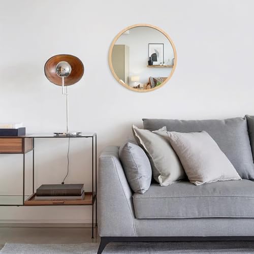 JJUUYOU Round Mirror Wall Mounted Circle Mirror Circular Vintage Wood Frame - Image 7