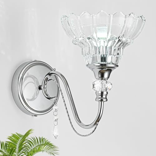 1 Piece Brushed Chrome Finish Wall Sconce, 1-Light Modern Wall Sconce - Image 2