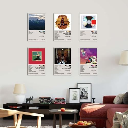 TUOCYERD Kanye West Poster Set of 6 Album Cover Posters Music Posters - Image 6