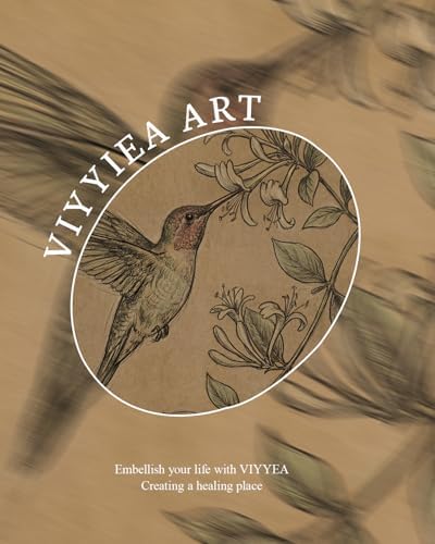 VIYYIEA Vintage Gold Framed Wall Art, Hummingbird Sketch Print, 12x16 inch - Image 7