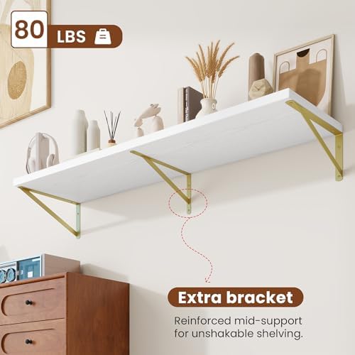 Deep Wall Shelves 55"W x 12"D Engineered Wood Floating Shelves - Image 2
