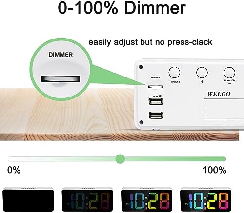 Welgo 7.5 Inches Large Dimmable Digital Alarm Clock - Image 3
