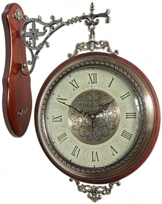 Homestia Double Sided Wall Clock Vintage Style Silent Non-Ticking Clock by Homestia