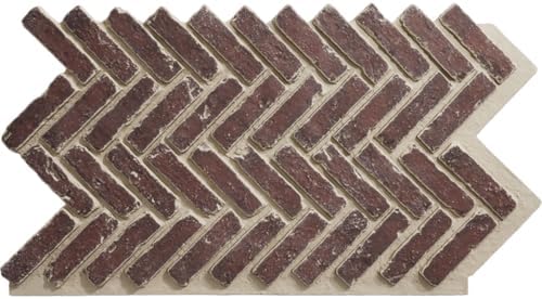 EverStone Herringbone Faux Brick Panel, 46 1/2"W x 25 1/4"H x 1"D, Merlot Color by EkenaMillwork