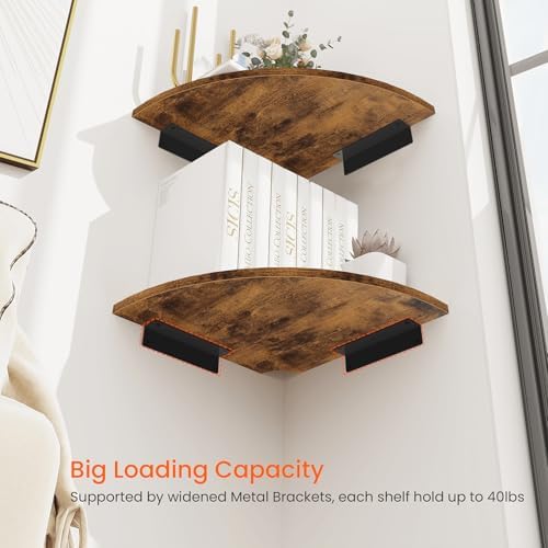 Homode Corner Wall Shelf, 12 Inch Wide Wooden Corner Floating Shelves - Image 6