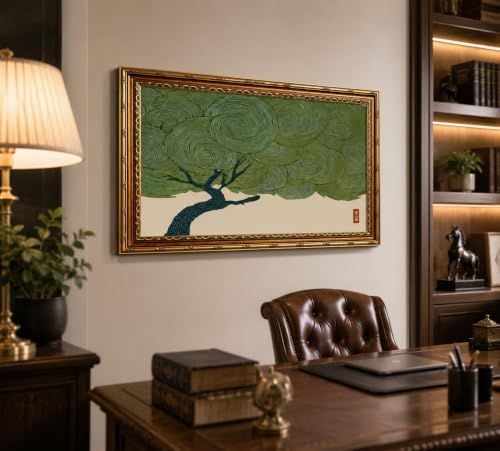 Large Framed Oriental Zen Pine Tree Tokyo Japan Style Canvas Wall Art - Image 4