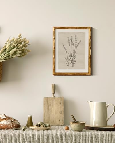 InSimSea Gold Bamboo Framed Wall Art, Lavender Botanical Prints - Image 6