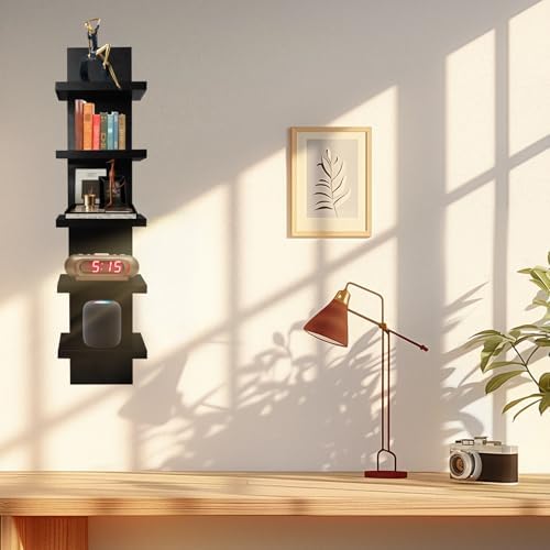 5 Tier Wall Shelf Unit, Decorative Wall Mount Vertical Shelving, Smooth - Image 2