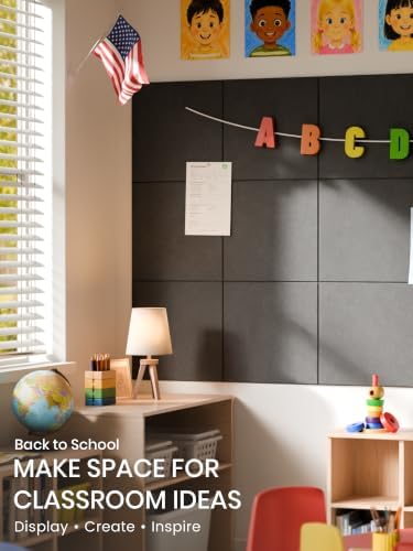 Bumusty 48"x 36" Large Felt Bulletin Board Tiles, Charcoal Gray - Image 5
