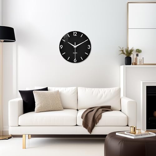 XFM Large Black Simple Glass Wall Clock 24 Inch Silent - Image 2